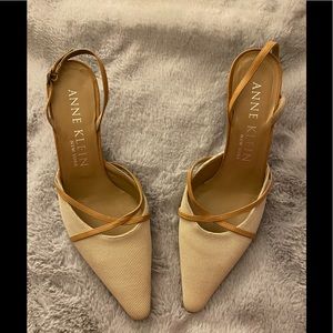 Ann Klein sling back 7.5 - beige/tan